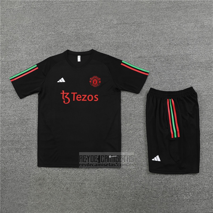 Chandal del Manchester United Manga Corta 2023-2024 Negro - Pantalon Corto